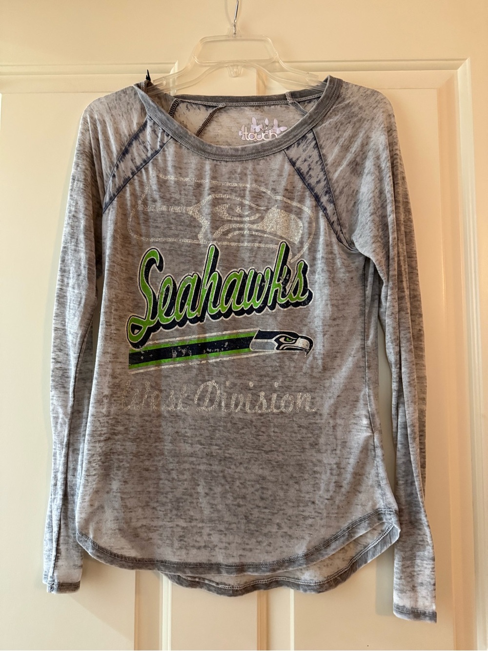 by Alyssa M. Seahawks Long Sleeve Tee - Gray/Neon Green